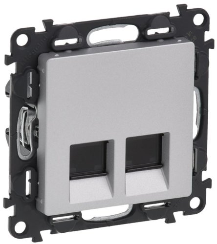 Розетка компьютерная без рамки Legrand Valena Life 2-м. RJ45+RJ45 6e алюминий картинка